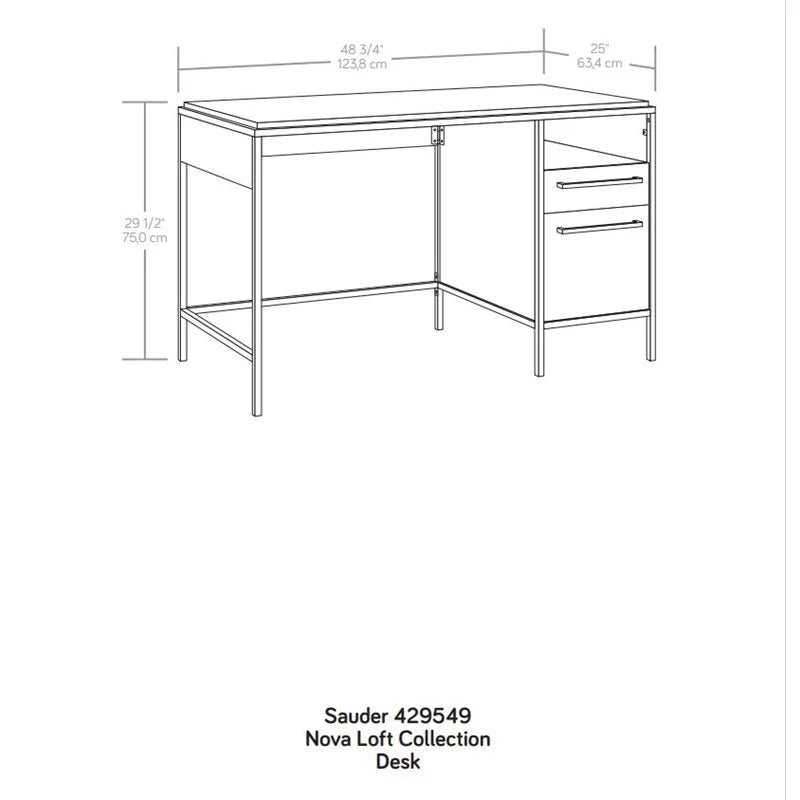Engineered Wood Single Pedestal Desk in Grand Walnut W582