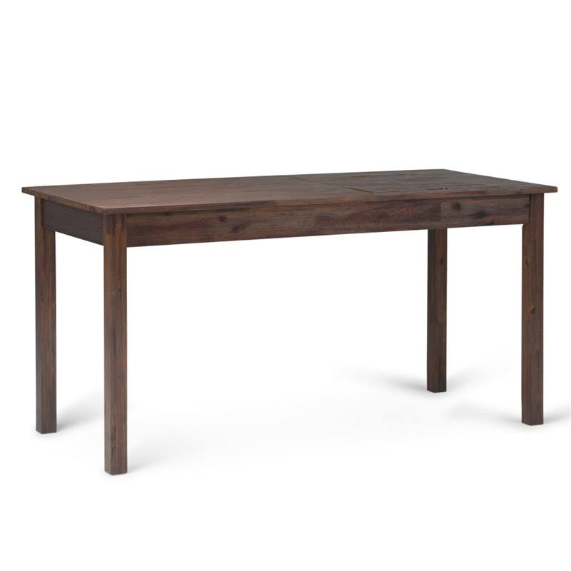 Solid Wood Computer Desk in Distressed Charcoal Brown C434846
