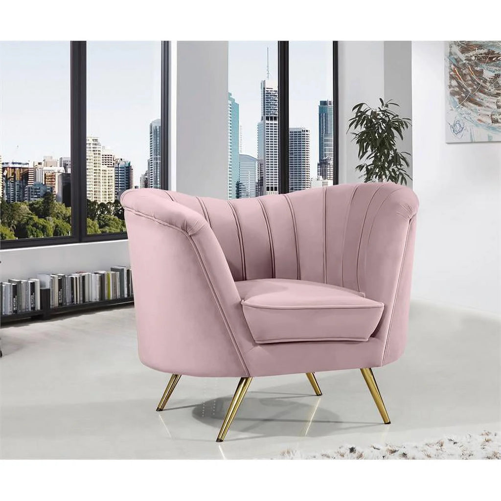3-Piece Set with Accent Chair Loveseat and Sofa in Pink and Gold D781