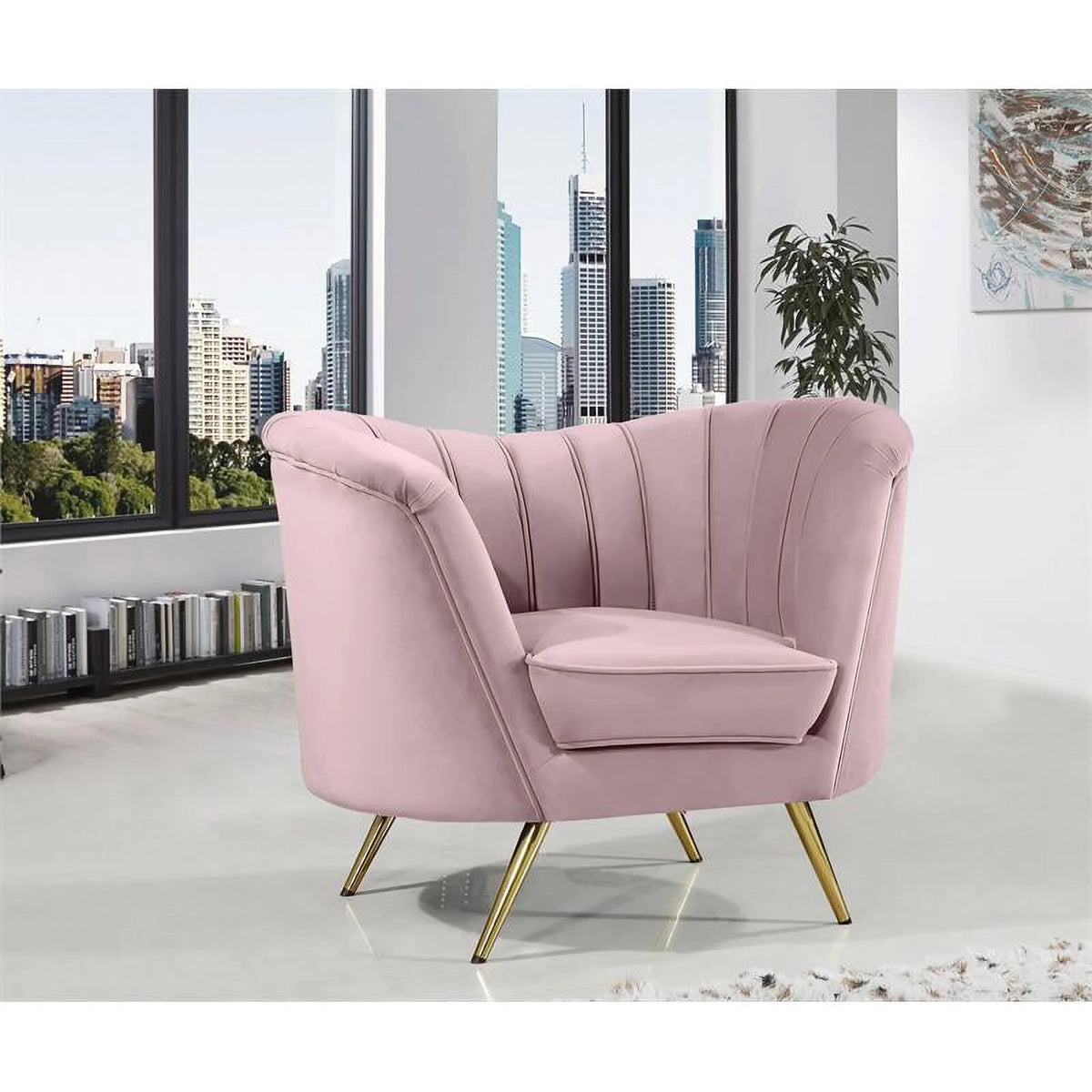 3-Piece Set with Accent Chair Loveseat and Sofa in Pink and Gold D781