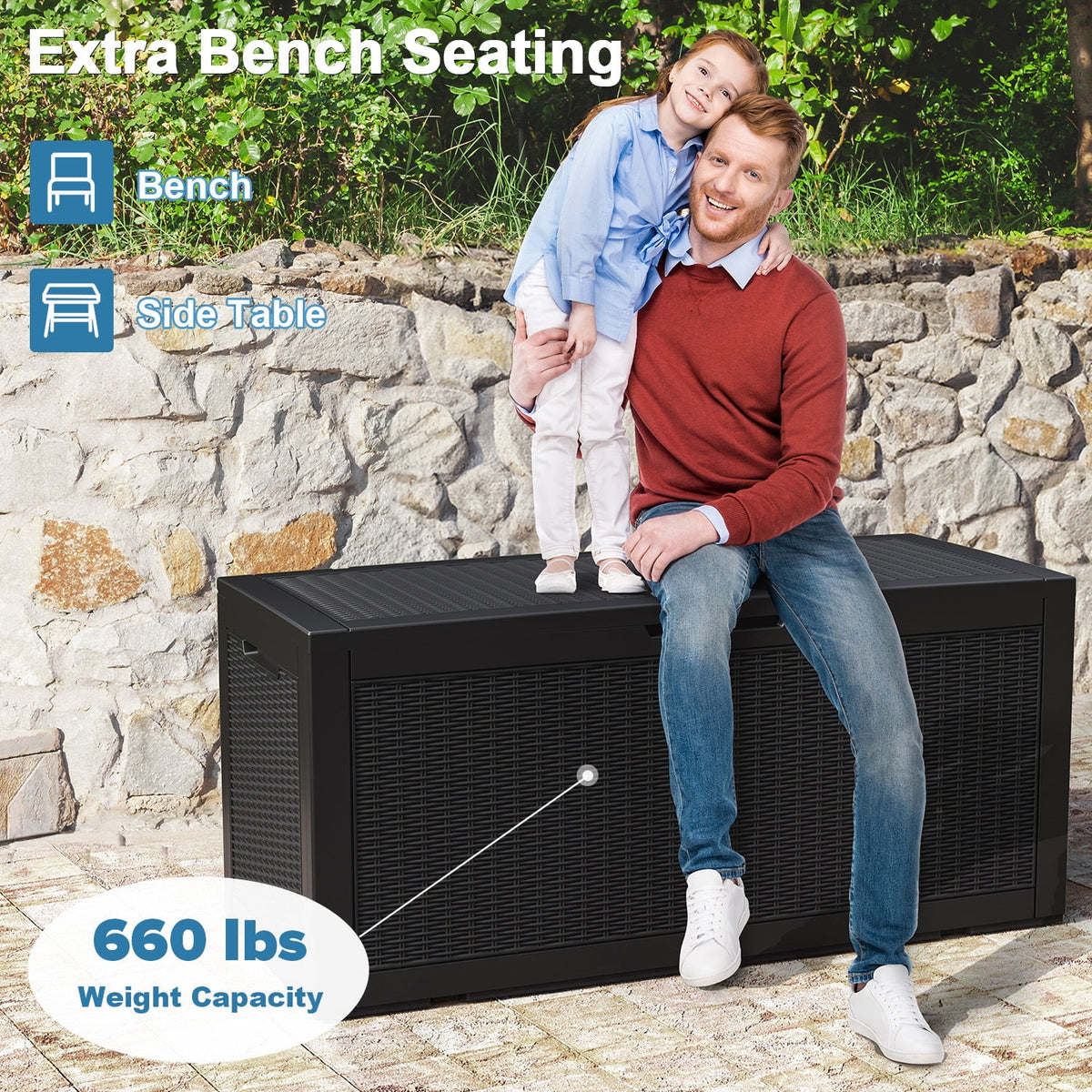 100 Gallon Rattan and Resin Outdoor Storage Box N17514