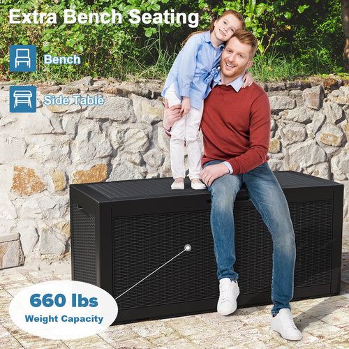 100 Gallon Rattan and Resin Outdoor Storage Box N17514
