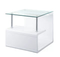 Clear Glass White End Table L232