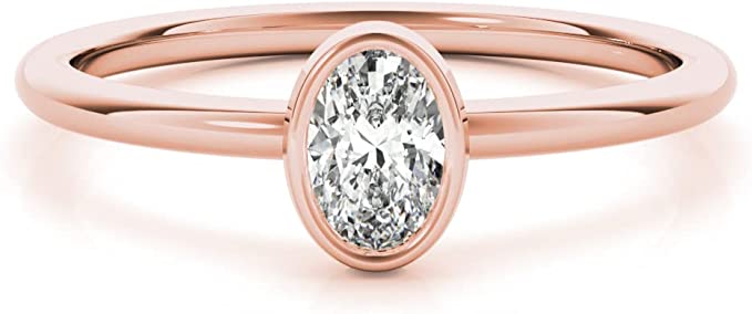 Oval Diamond Solitaire Engagement Ring in 14K Gold Y282