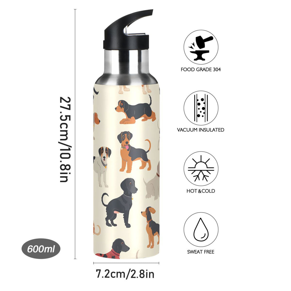 Insulated Stainless Steel Water Bottle with Straw Lid, 20 oz W350
