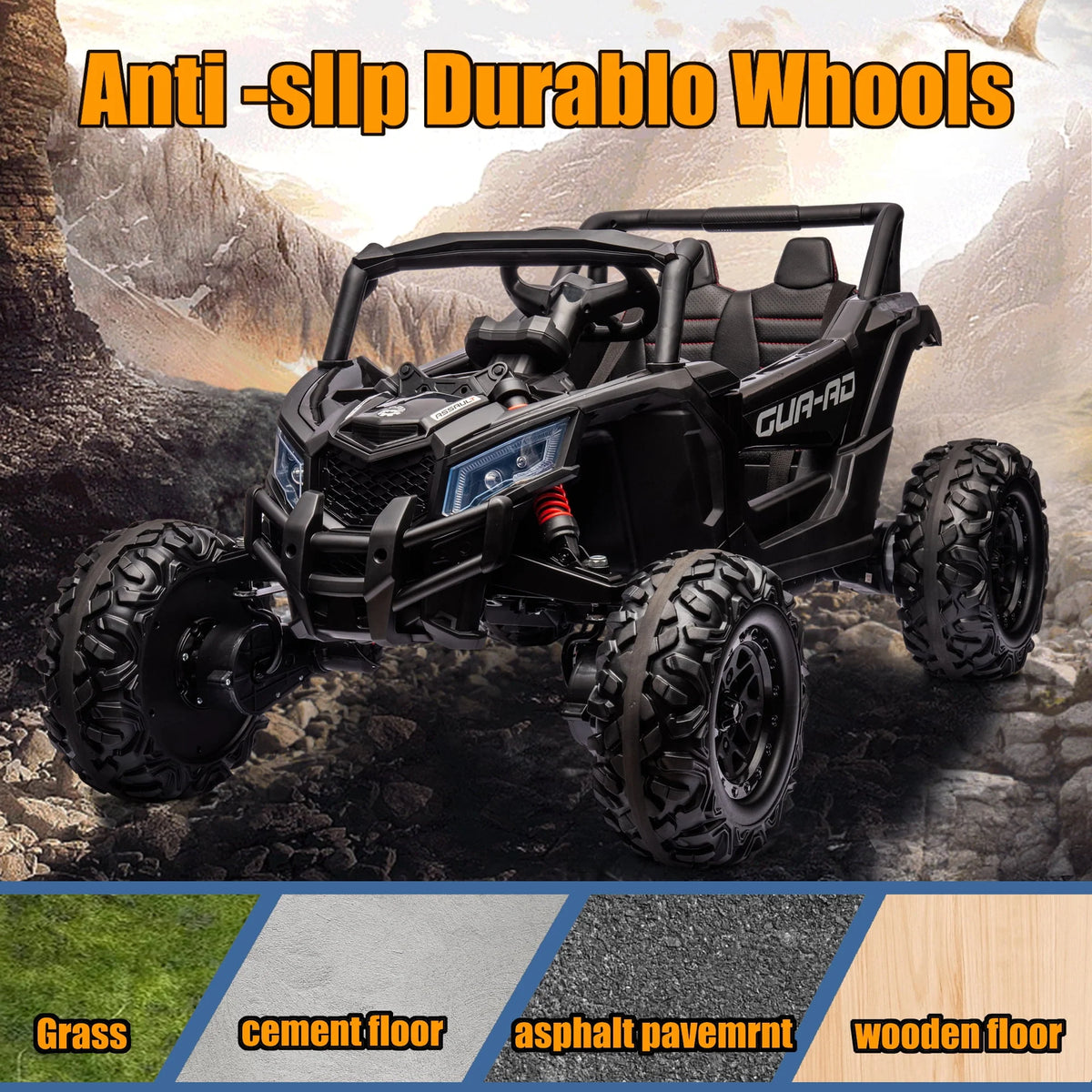 24V Ride On Truck Car with Parent Remote Control, Black Y6252