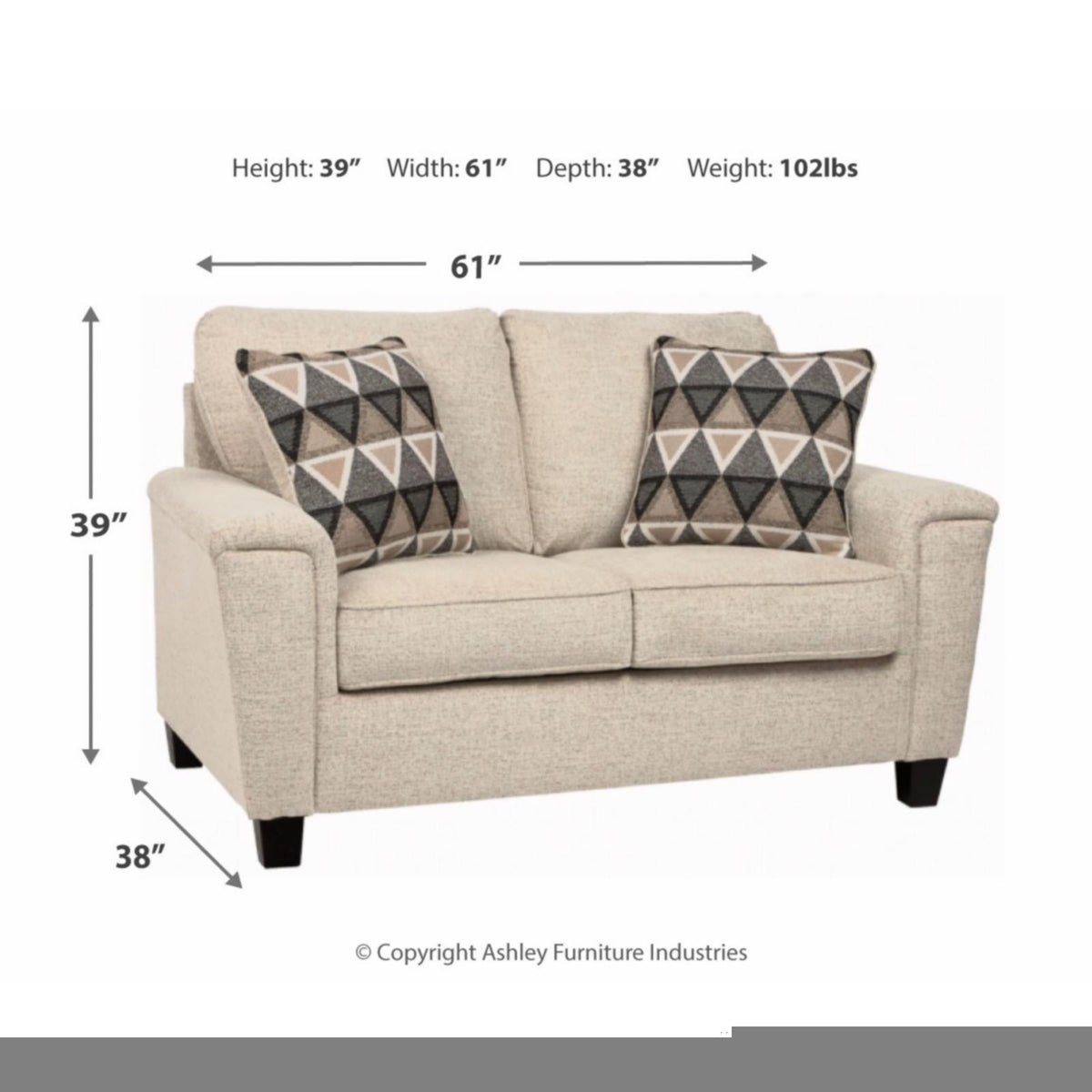 Smoke Gray Fabric Loveseat Q20139