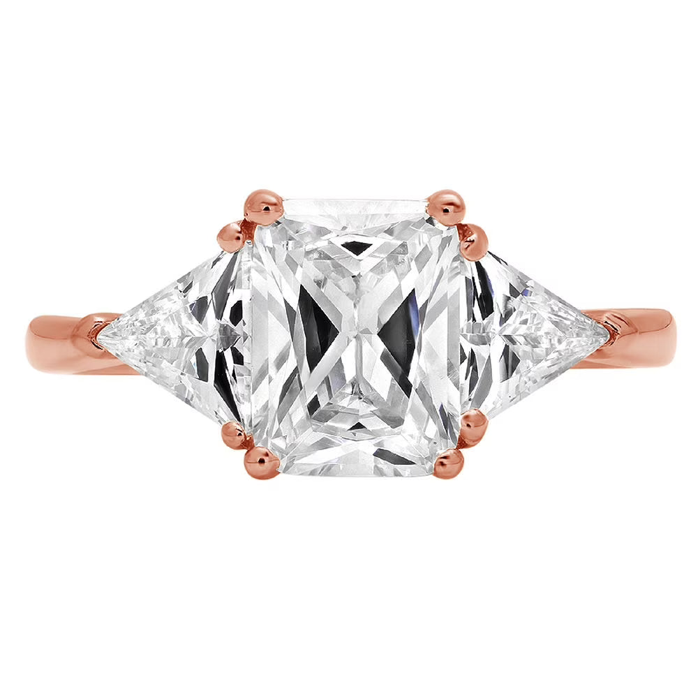 18K Rose Gold Three-Stone Diamond Engagement Ring F44404