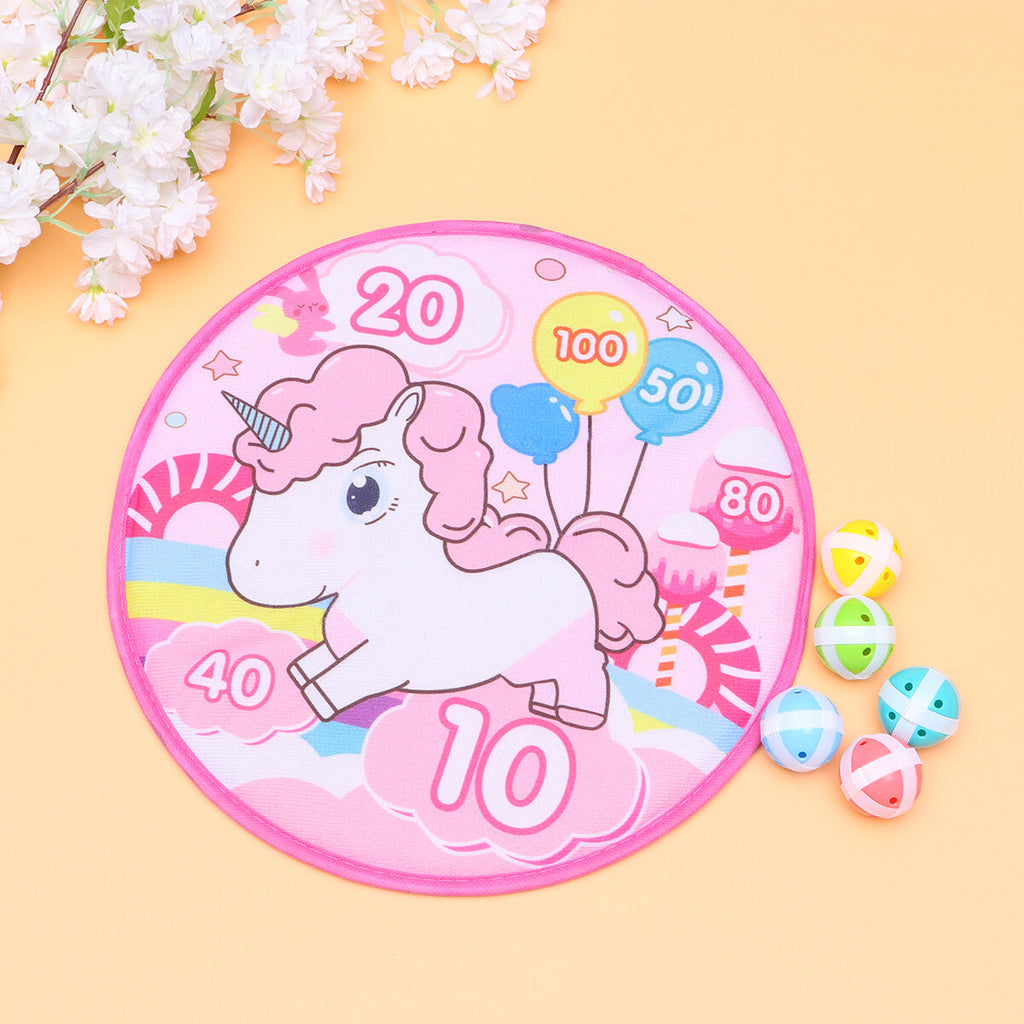 1 Set of Sucker Ball Kids Shooting Sticky Toy Cartoon Round Cloth Dart Board Toy Assorted Color T70906