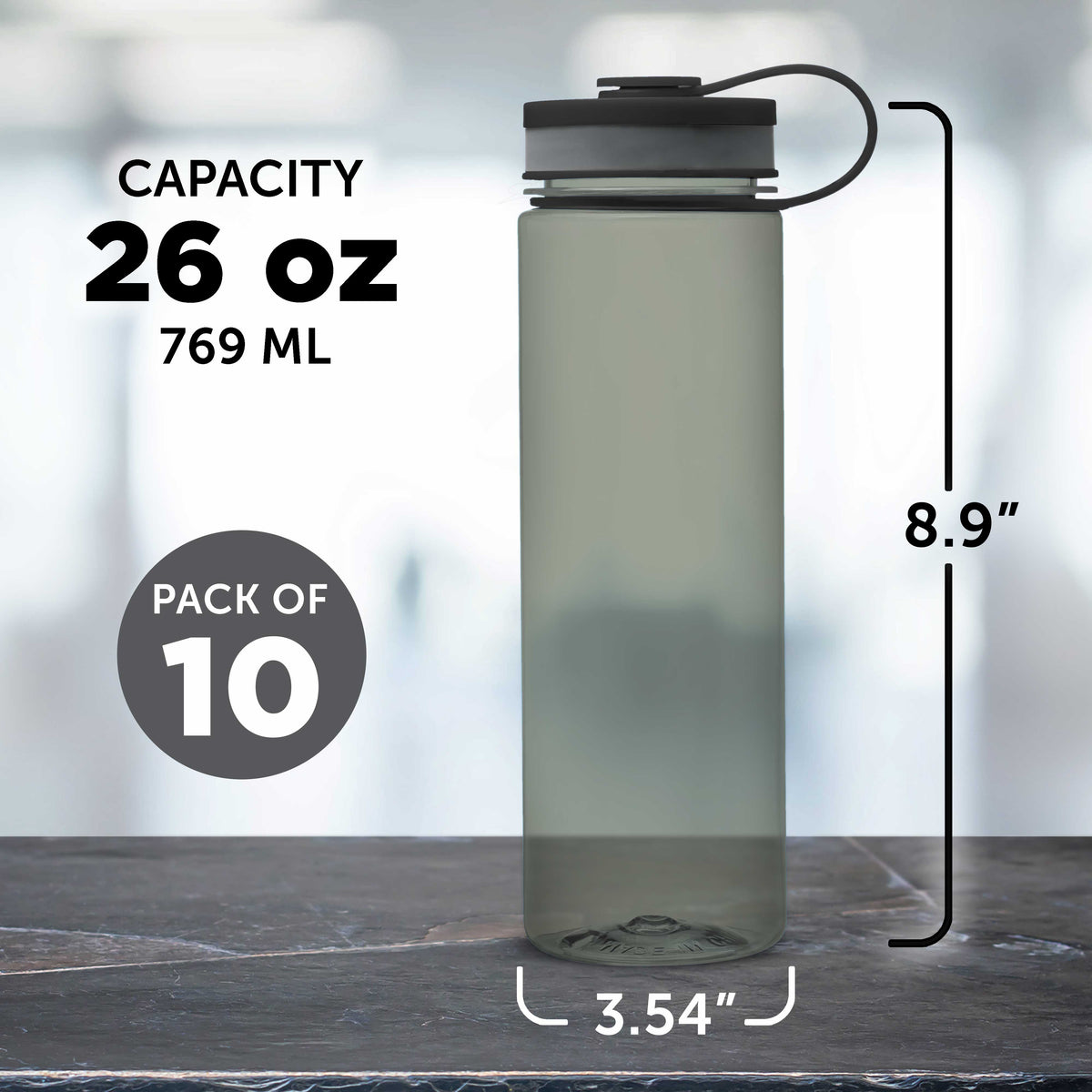 26 oz Set of 10 BPA Free Water Bottles D8452