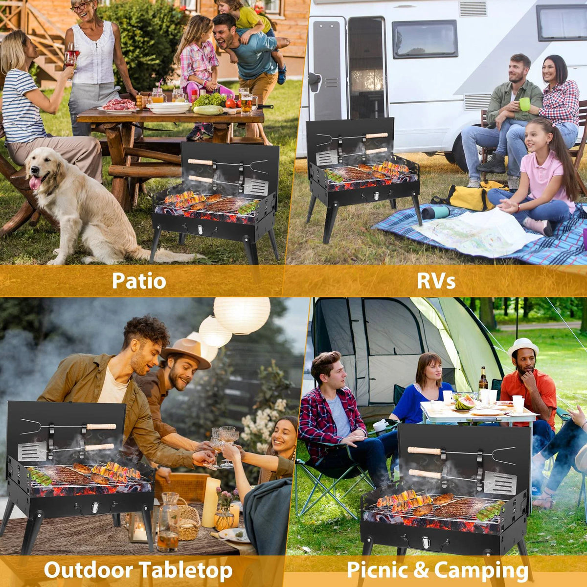 Portable Charcoal BBQ Grill with Toolbox N3637