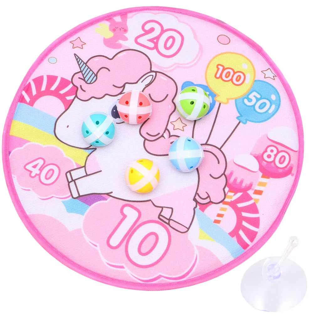 1 Set of Sucker Ball Kids Shooting Sticky Toy Cartoon Round Cloth Dart Board Toy Assorted Color T70906