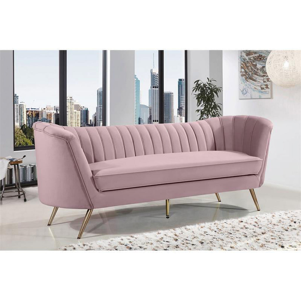 3-Piece Set with Accent Chair Loveseat and Sofa in Pink and Gold D781