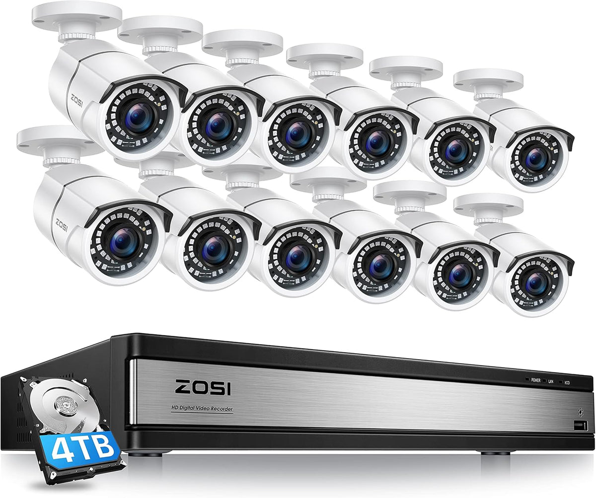 16 Channel 4in1 DVR Security Camera System with 4TB Hard Drive and 16 x 1080p CCTV Bullet Camera X6198