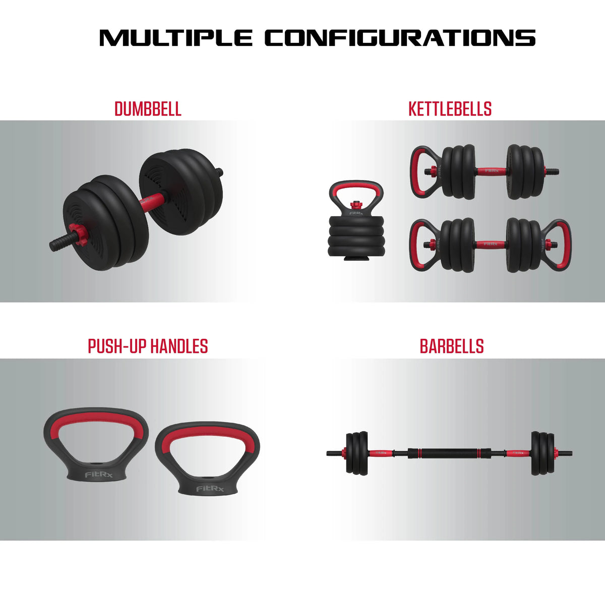 60 lbs 4-in-1 Adjustable Dumbbell Barbell Kettlebell Weight Set B386