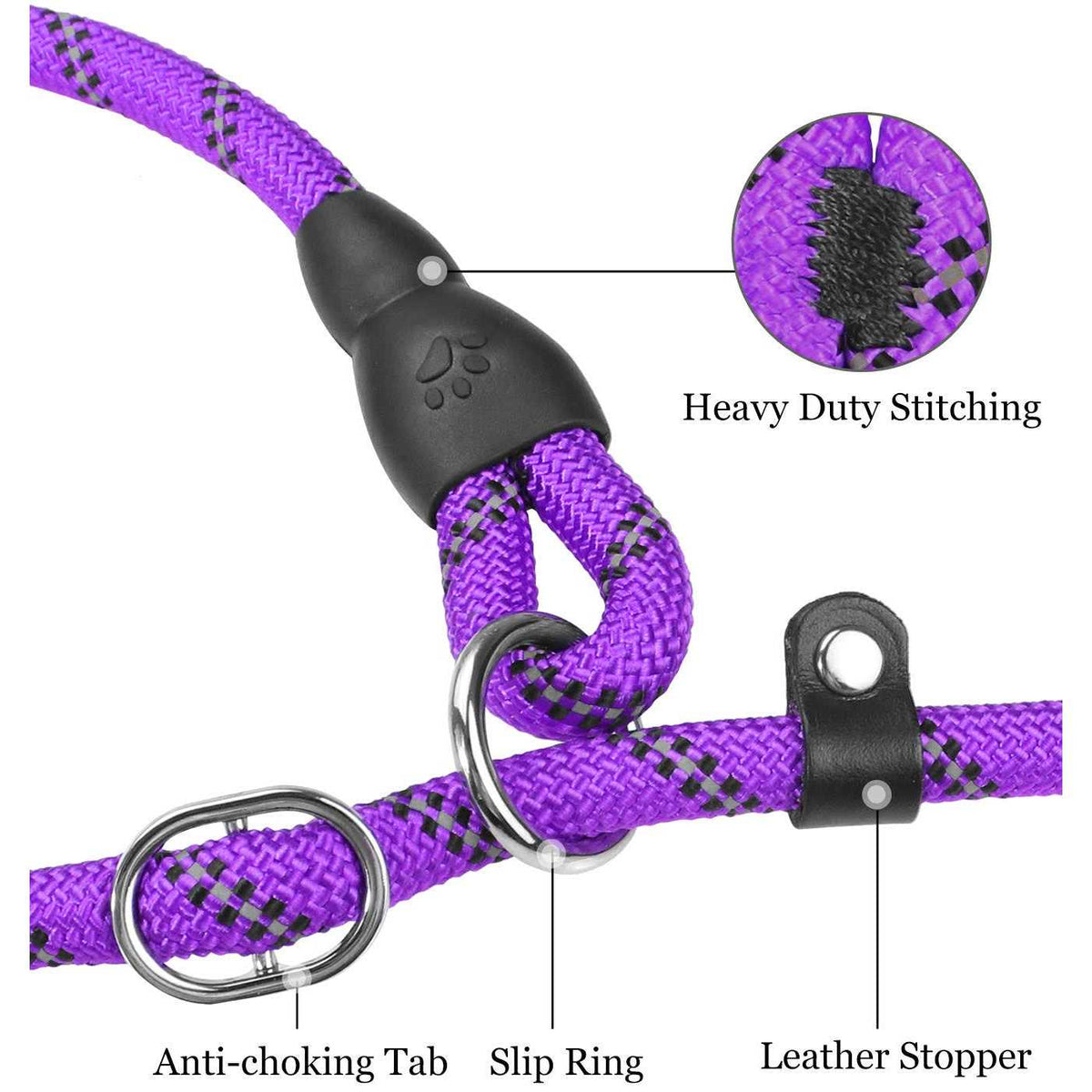 6 FT Reflective Slip Lead Dog Leash with Padded Handle R145158