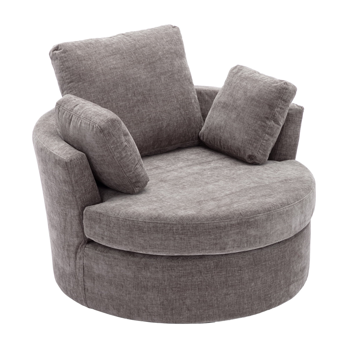 Oversized Round Swivel Accent Chair with 3 Pillows W1639