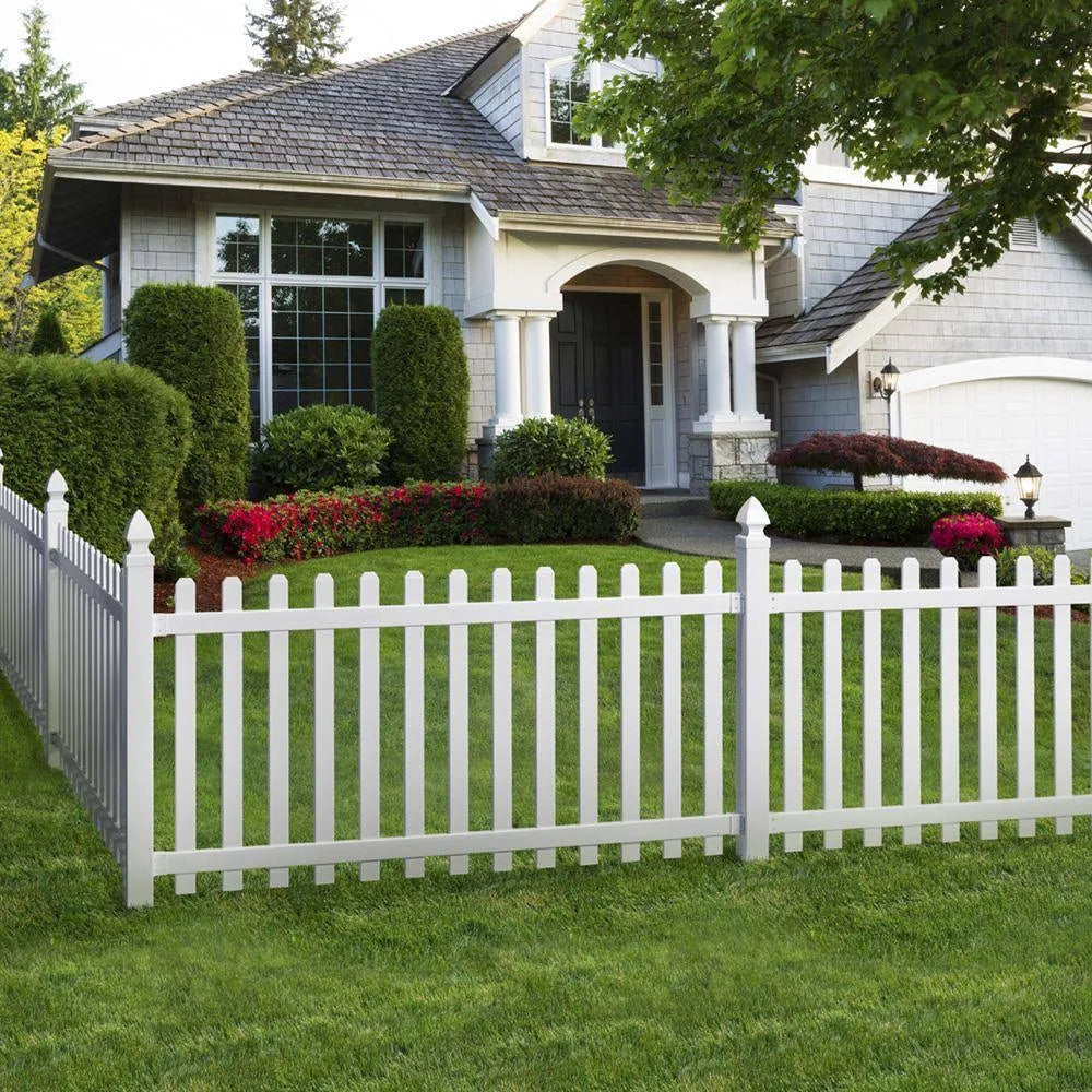 4 ft. H x 8 ft. W Vinyl Spaced Picket Fence Panel with Dog Ear Pickets R498