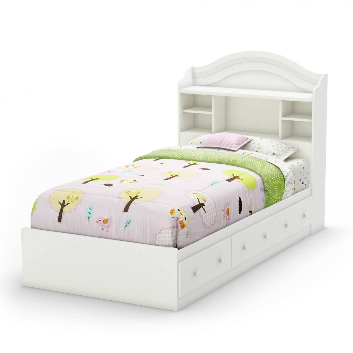 Pure White Twin Bookcase Headboard M81398