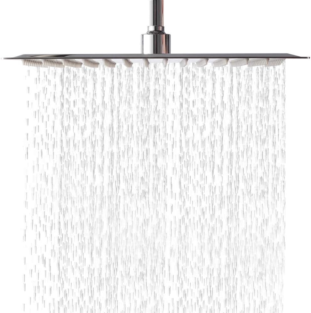 16 Inch Rainfall Shower Head Solid Square Ultra Thin 304 Stainless Steel Polish Chrome Rain Shower Head with Silicone Nozzle Pack of 2 W10058