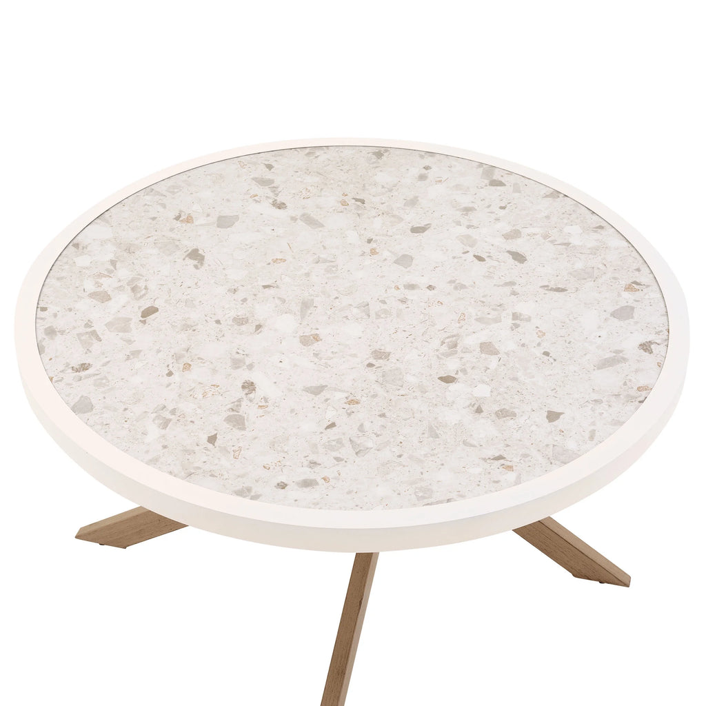 White Round Outdoor Tile-Top Coffee Table O9412