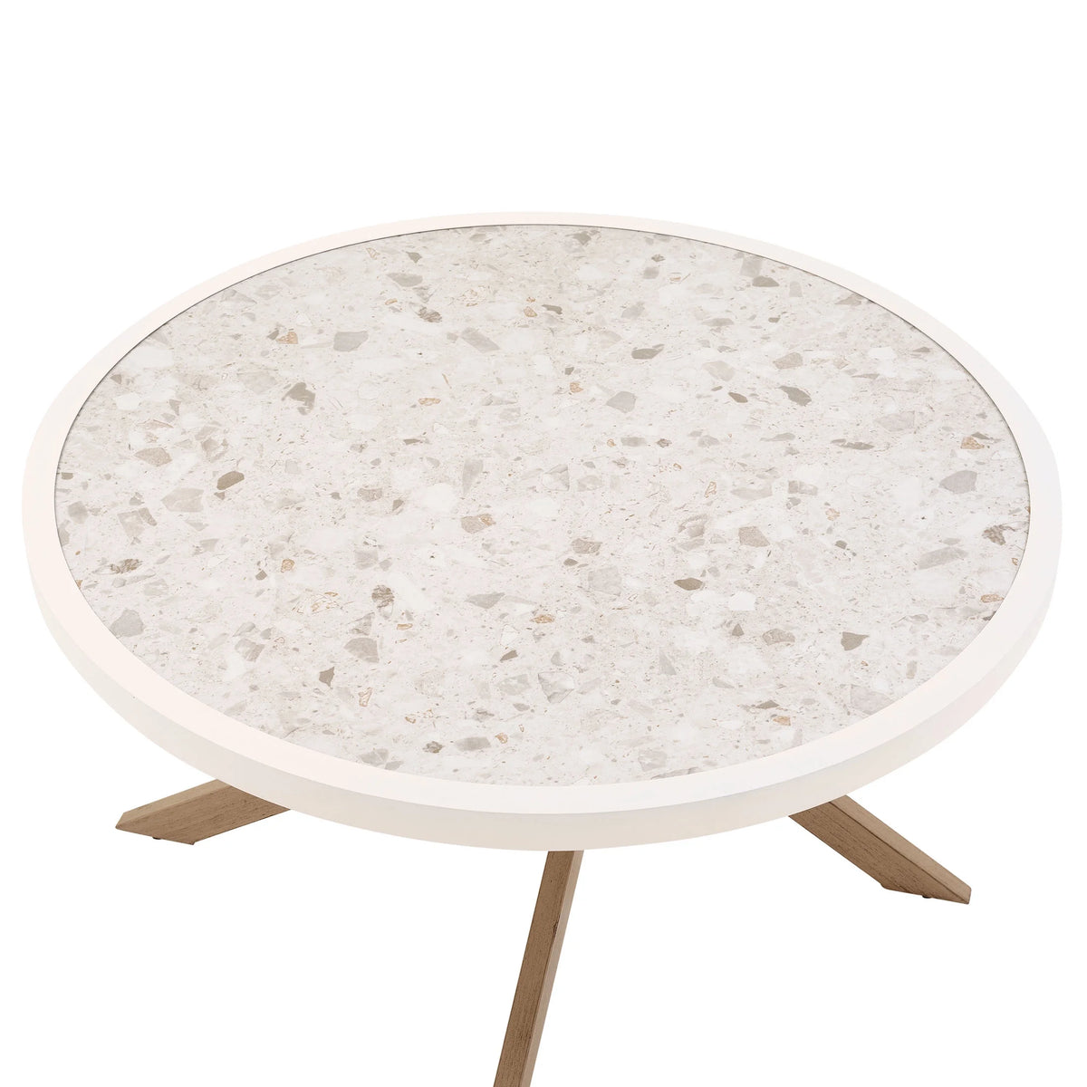 White Round Outdoor Tile-Top Coffee Table O9412