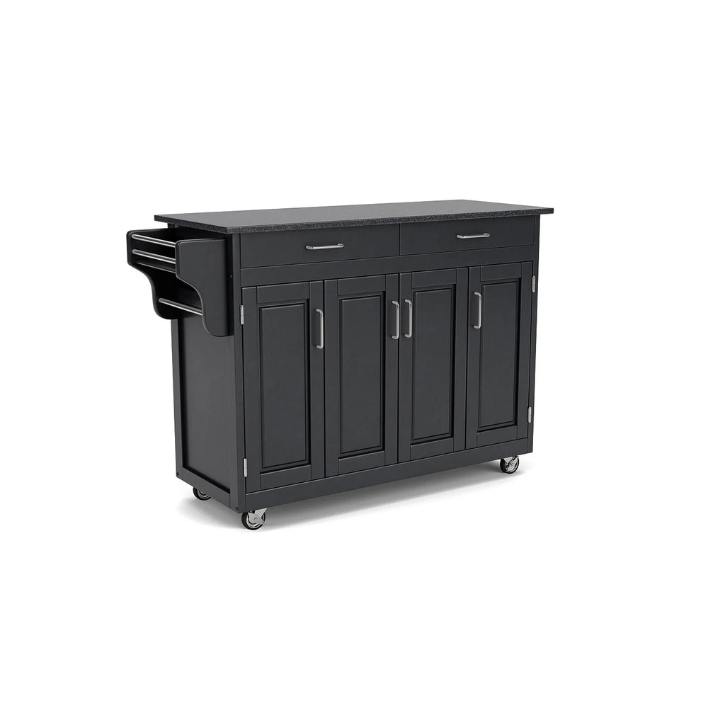 Black Wood Rolling Kitchen Cart G4225