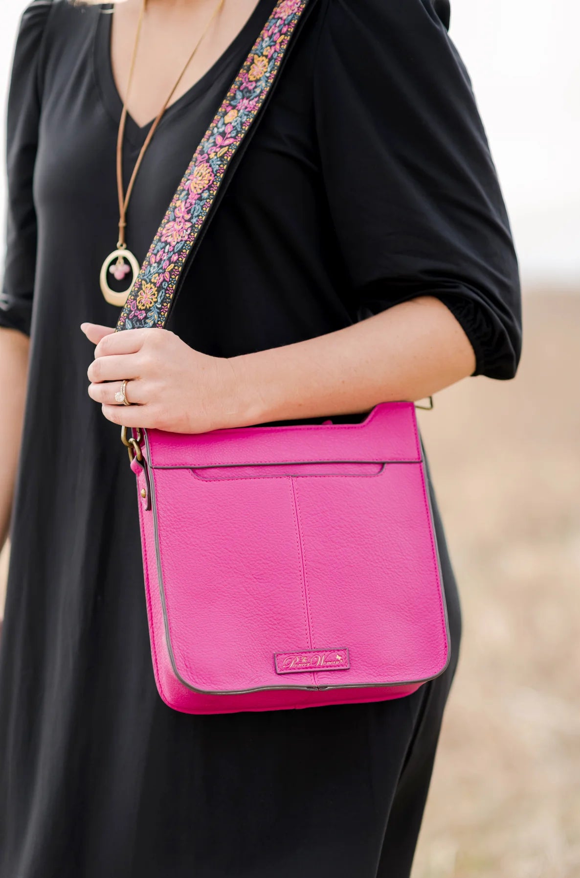 Festival Fuchsia Medium Crossbody Handbag with Guitar Strap G56533
