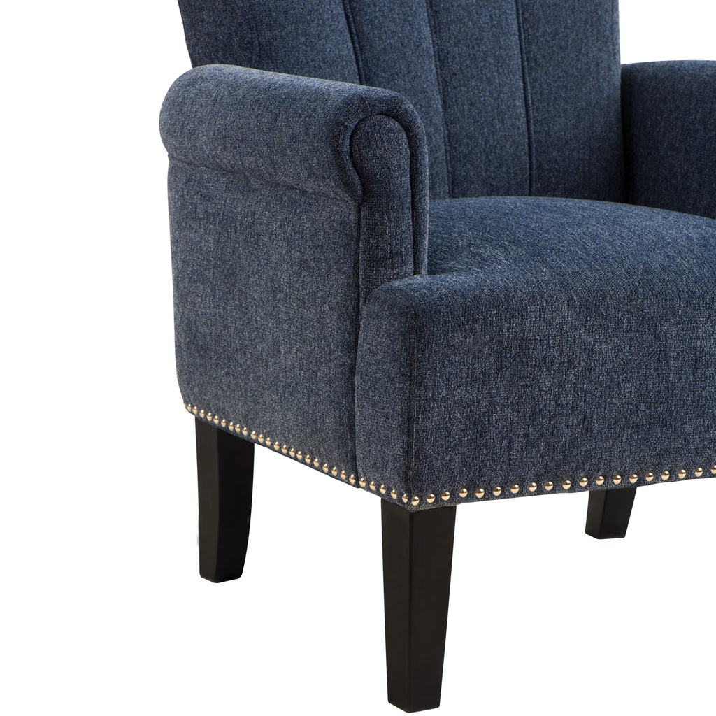 Navy Blue Tufted Polyester Armchair F399