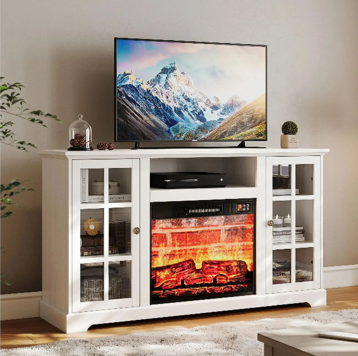 White Fireplace TV Stand D678