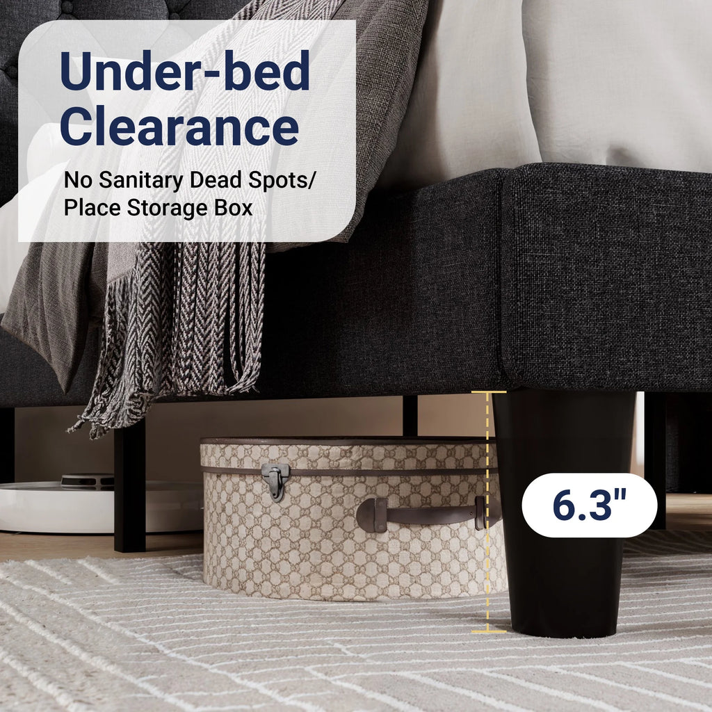 Queen Size Upholstered Platform Bed Frame with Wingback A199