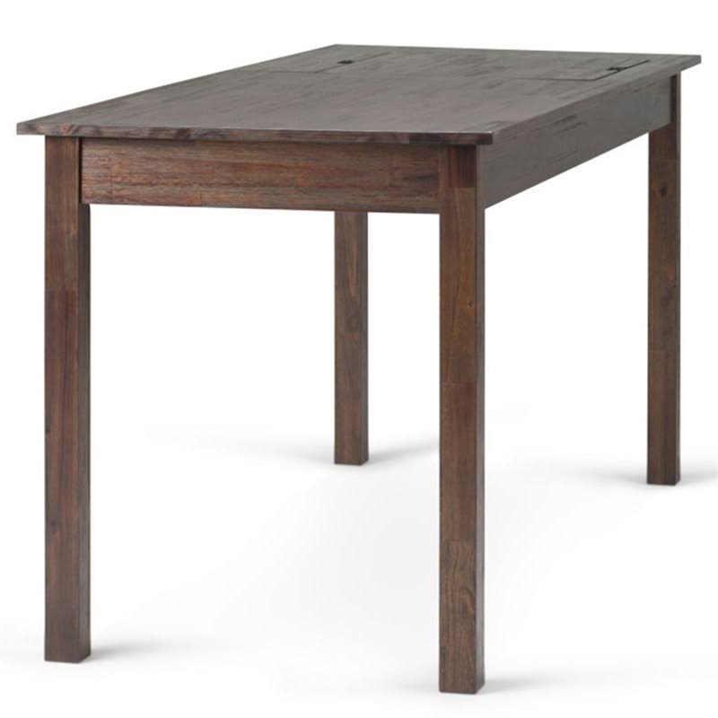 Solid Wood Computer Desk in Distressed Charcoal Brown C434846
