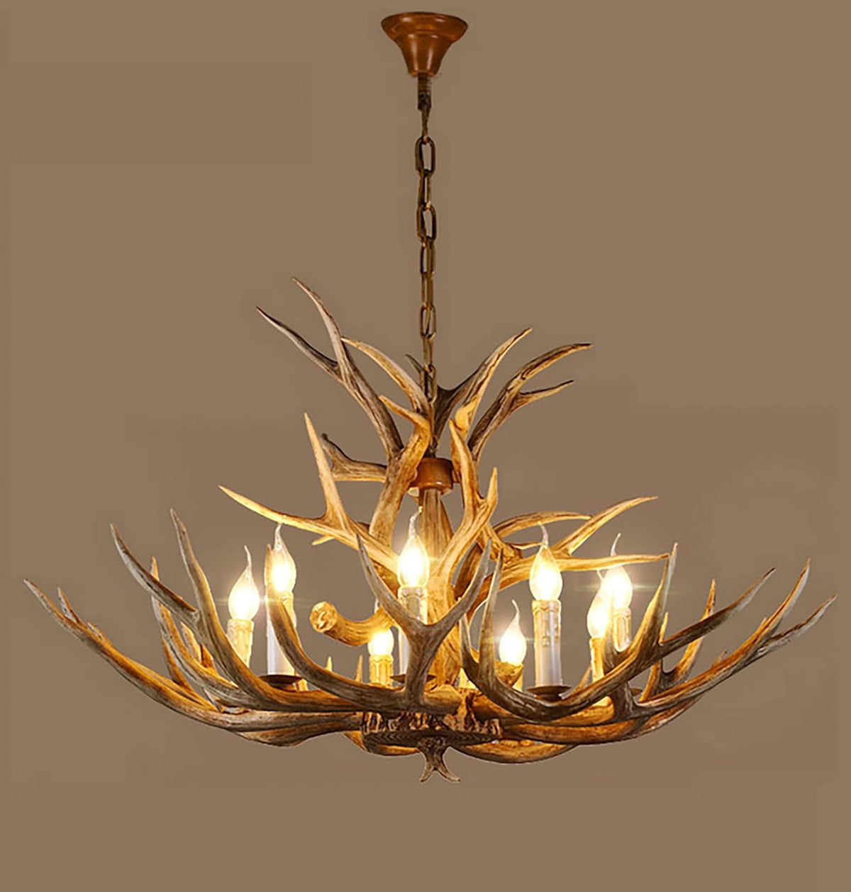 Antler Chandelier 8 Light Rustic Resin Deer Horn Pendant Light I7918