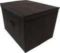 Heavy Duty Foldable Storage Boxes with Attached Lid, Black, Pack of 2 Y255
