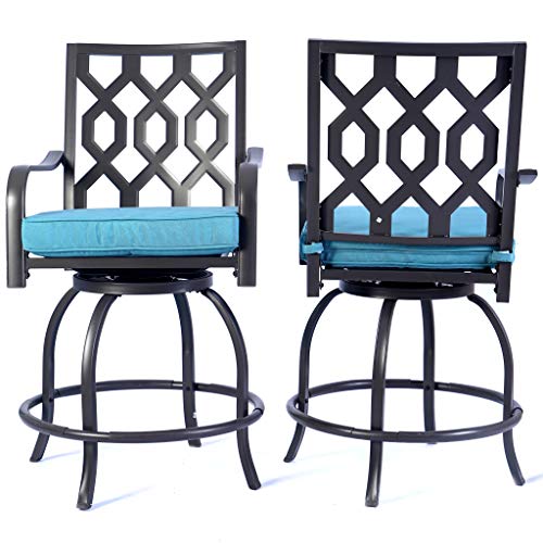 High Swivel Counter Height Patio Bar Stools (Aqua) K95697