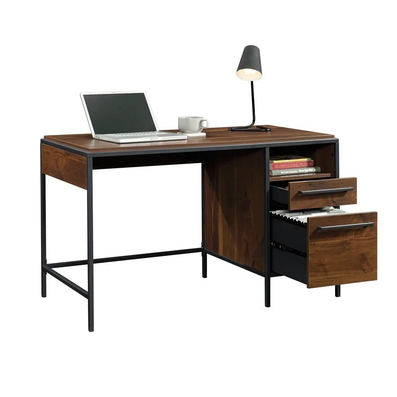 Engineered Wood Single Pedestal Desk in Grand Walnut W582