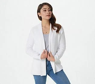 CozyChic Lite Shawl Collar Cardi, Size 2X, Sea Salt O20164