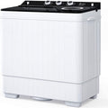 Semi-automatic Twin Tub Washing Machine with Built-in Drain Pump, 26Lbs, White&Black Z19518