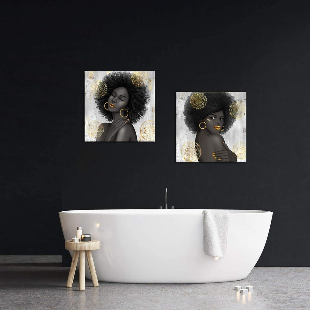 Black Woman with Gold Lip Canvas Wall Art G50994