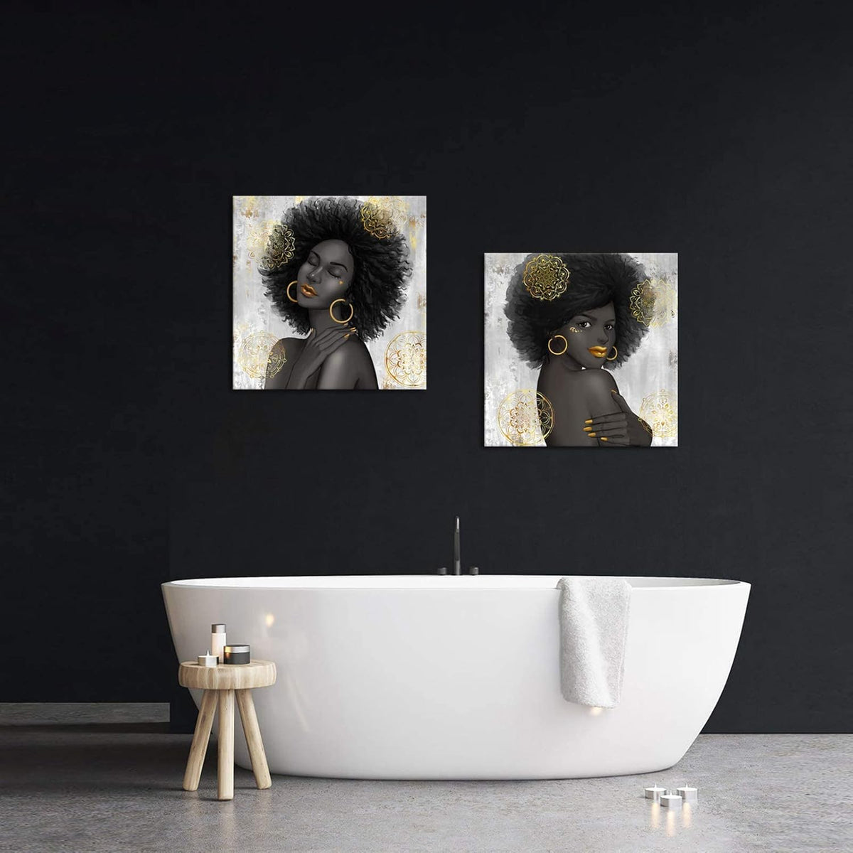 Black Woman with Gold Lip Canvas Wall Art G50994