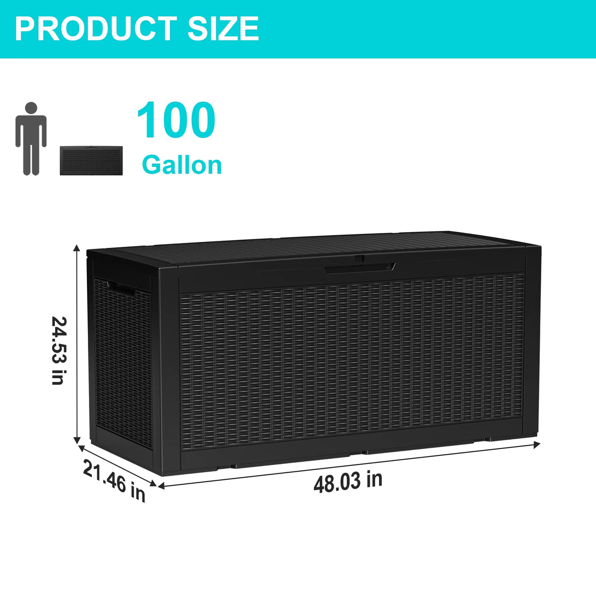 100 Gallon Rattan and Resin Outdoor Storage Box N17514