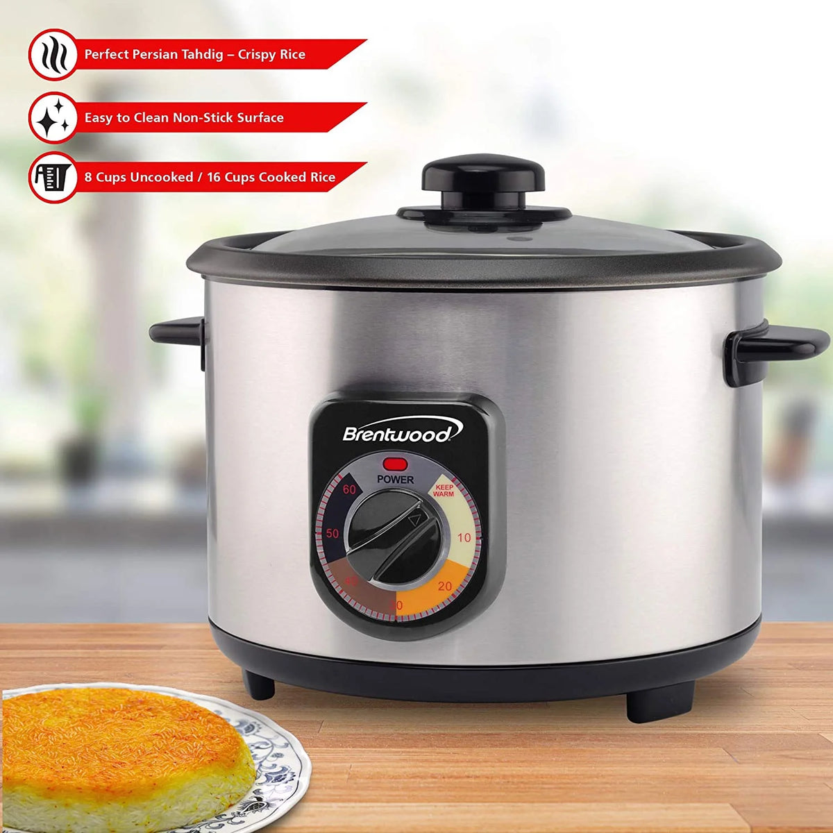 Stainless Steel Persian Rice Cooker 16 Cups T641403