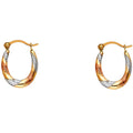 Oval Hoop Earrings Solid 14k Yellow White Rose Gold Diamond Cut Hollow 15 x 12 mm Y34487