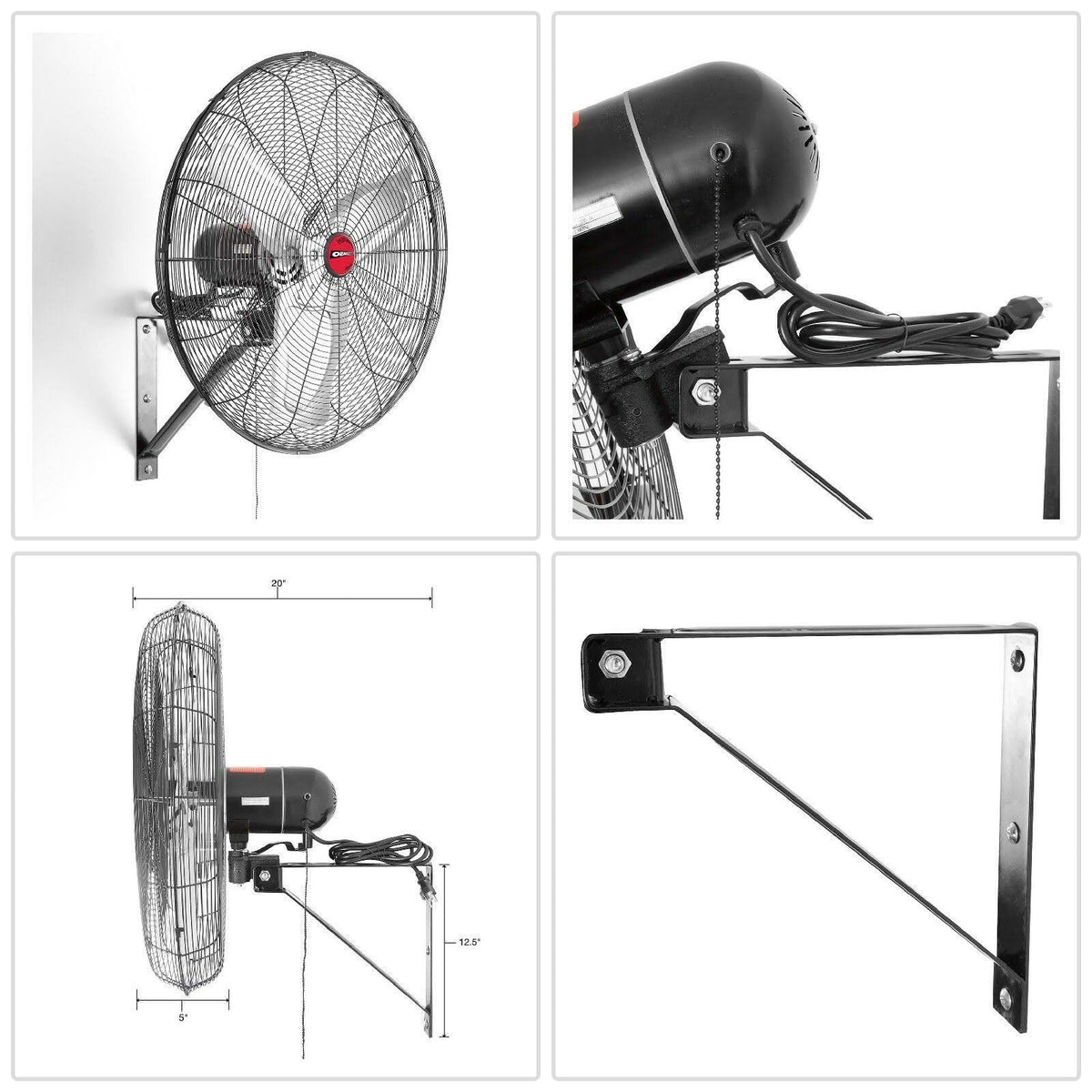 24 inch Oscillating Wall Mount Fan J42224