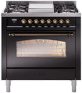 36 Dual Fuel Propane Gas Range Glossy Black Bronze Trim N70822