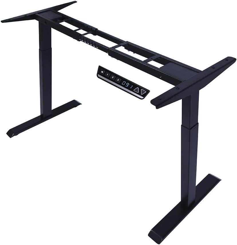 48 x 24 Inches Electric Dual Motor Sit Stand Desk with Desk Pad and Storage Containers C9896