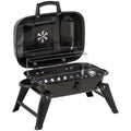 Portable Charcoal Grill, Tabletop Small BBQ Grill, Enamel Coated, Folding Legs, Black R65452