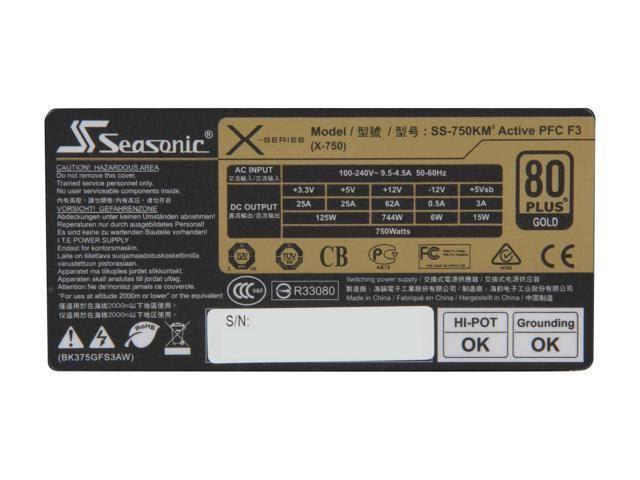 750W 80 Plus Gold ATX12V / EPS12V Power Supply G1213