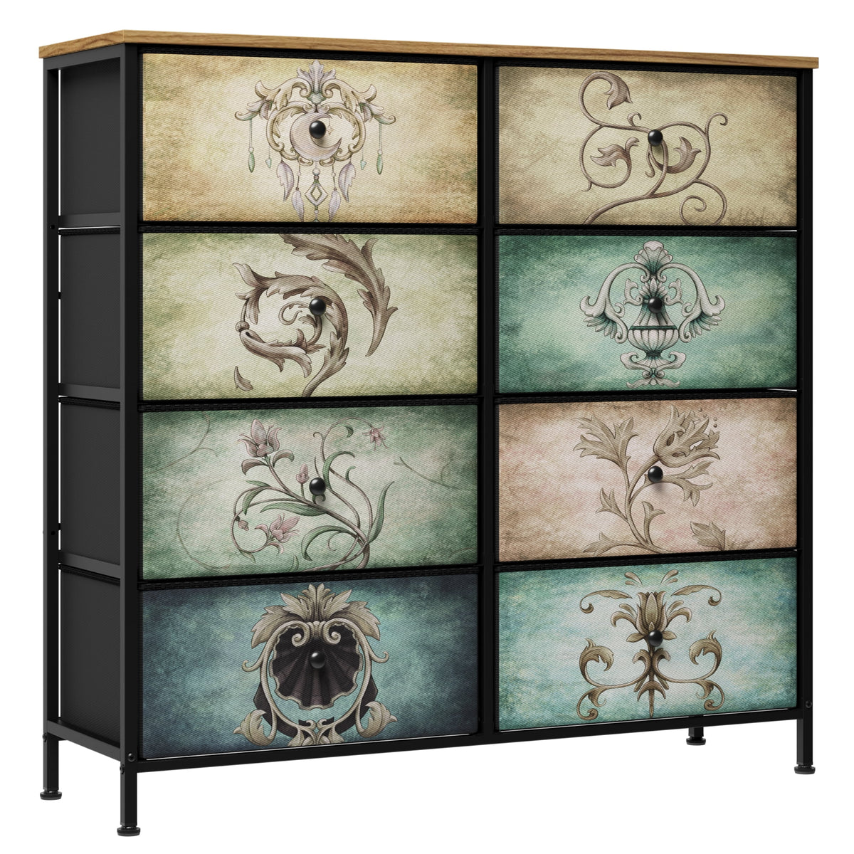 9 Drawer Dresser with Fabric Drawers O174