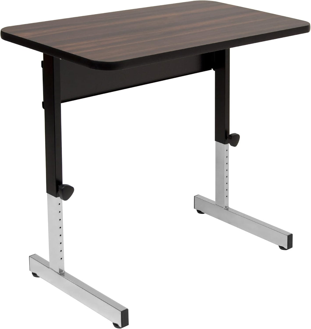 Height Adjustable Office Desk with Black Frame and Grey Top, 36 Inch H756